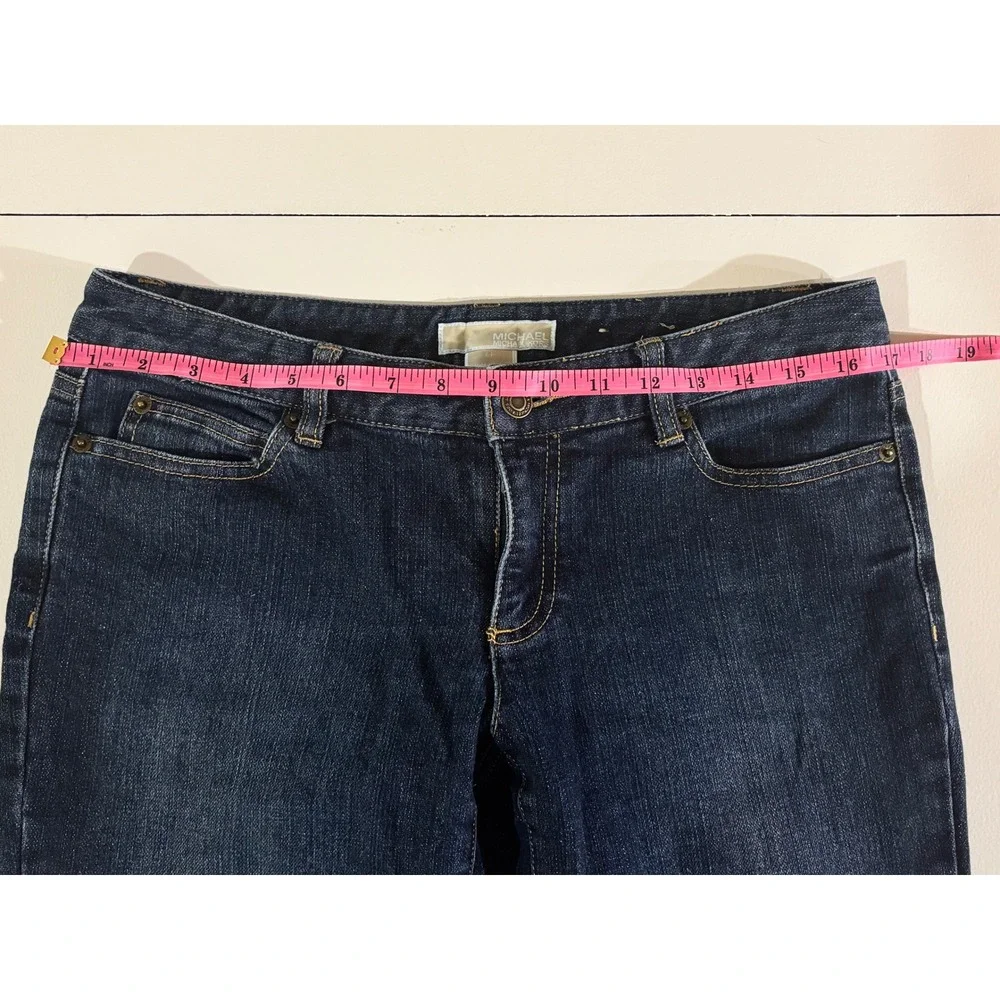 Michael Kors Womens Sparkle Shimmer Flare Jeans Dark Wash Blue Size 6P